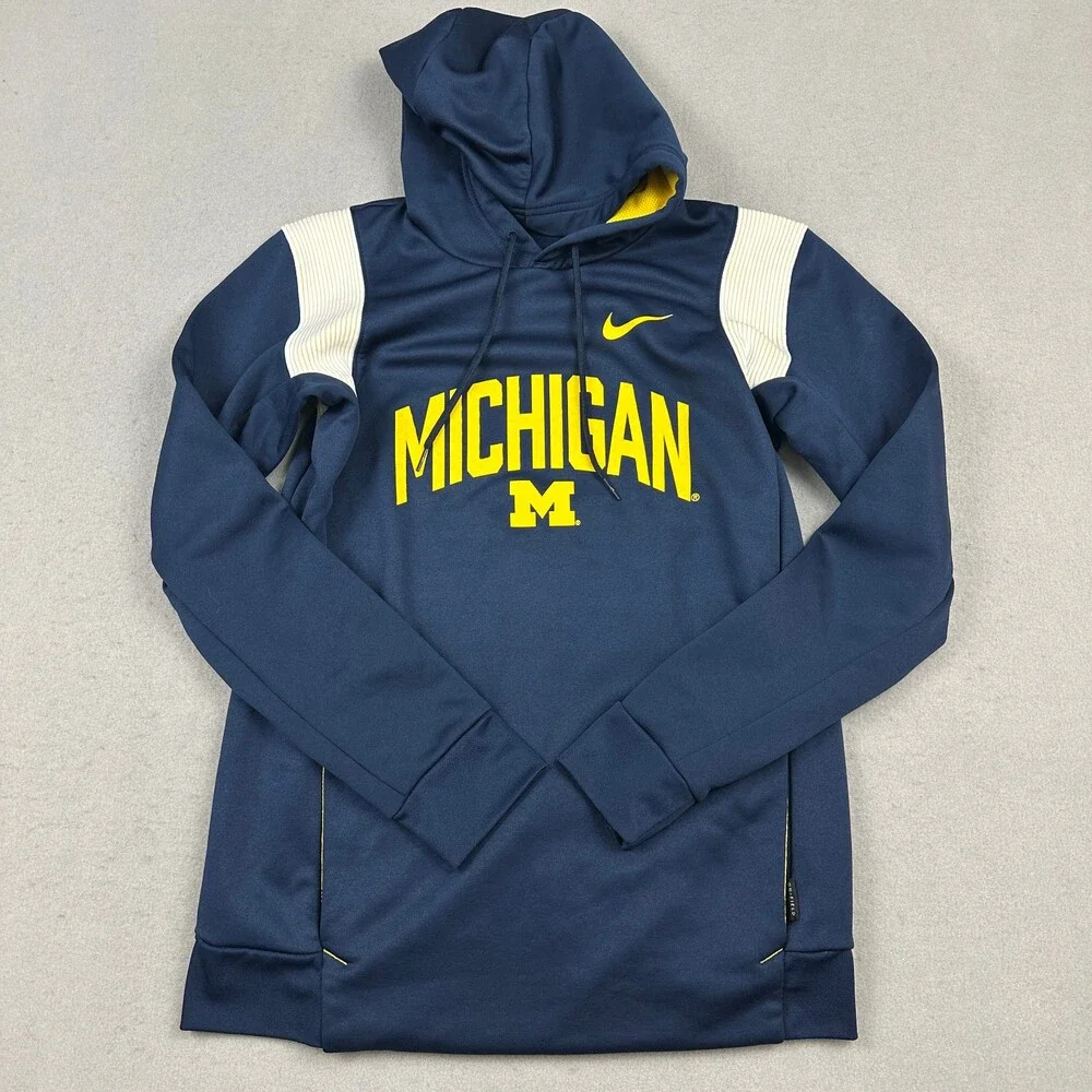 Michigan Wolverines Hoodie Men Small Navy Nike On Field Therma Fit Sweatshirt S